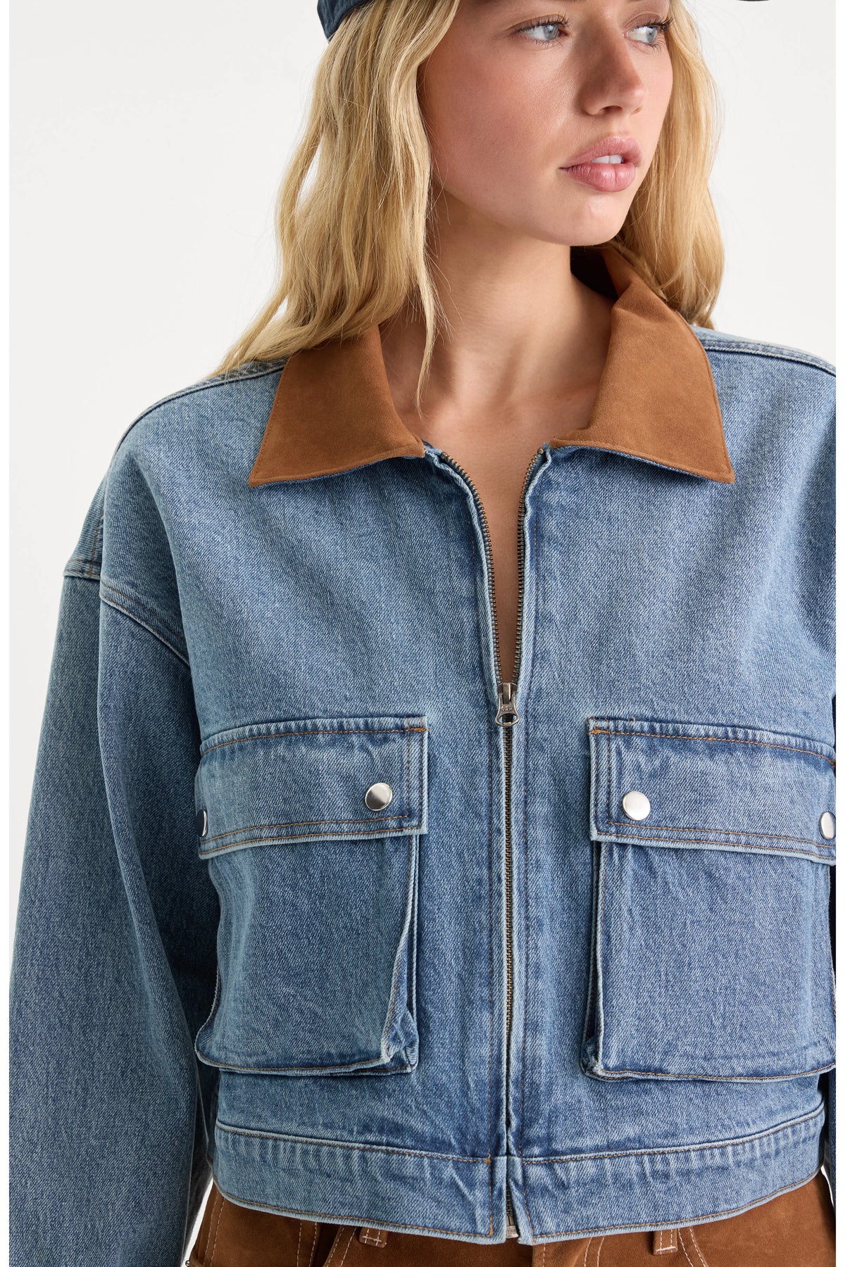 Good American Swing Cropped Denim Jacket Indigo 1320