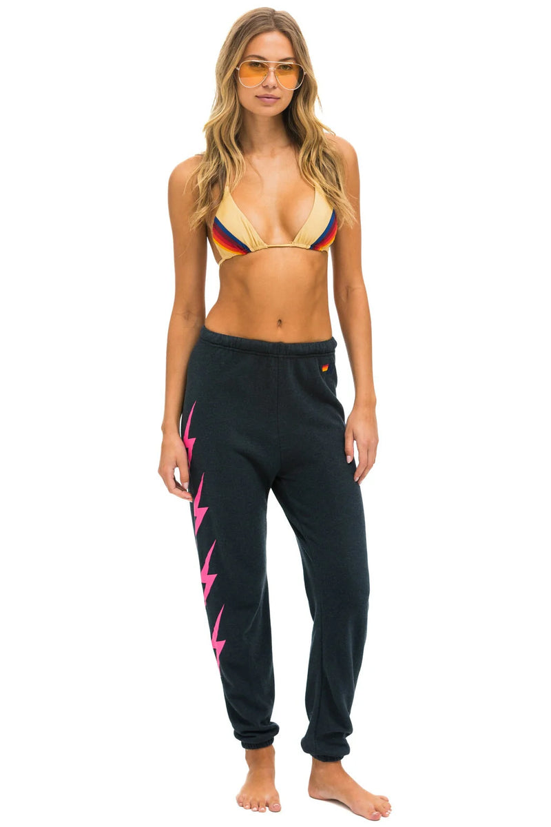 AVIATOR NATION BOLT 4 SWEATPANTS - CHARCOAL // NEON PINK