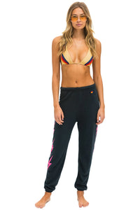 AVIATOR NATION BOLT 4 SWEATPANTS - CHARCOAL // NEON PINK