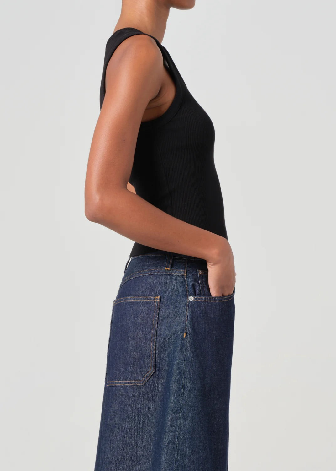 AGOLDE Shrunken Poppy Tank In Black