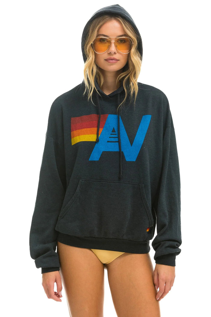 Aviator Nation LOGO PULLOVER RELAXED HOODIE - CHARCOAL