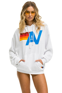 Aviator Nation LOGO PULLOVER RELAXED HOODIE - WHITE