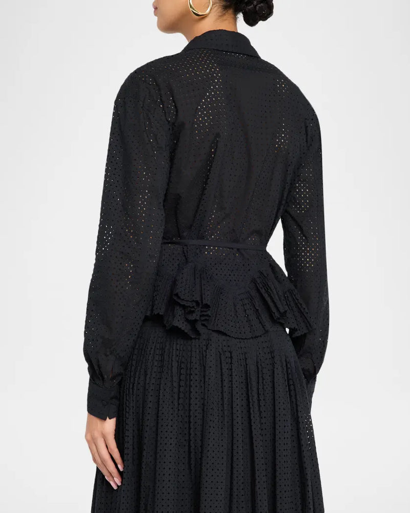 Ulla Johnson Kelila Long-Sleeve Button-Front Cotton Top