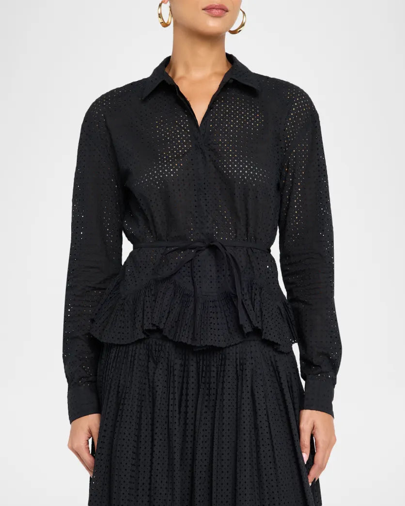 Ulla Johnson Kelila Long-Sleeve Button-Front Cotton Top