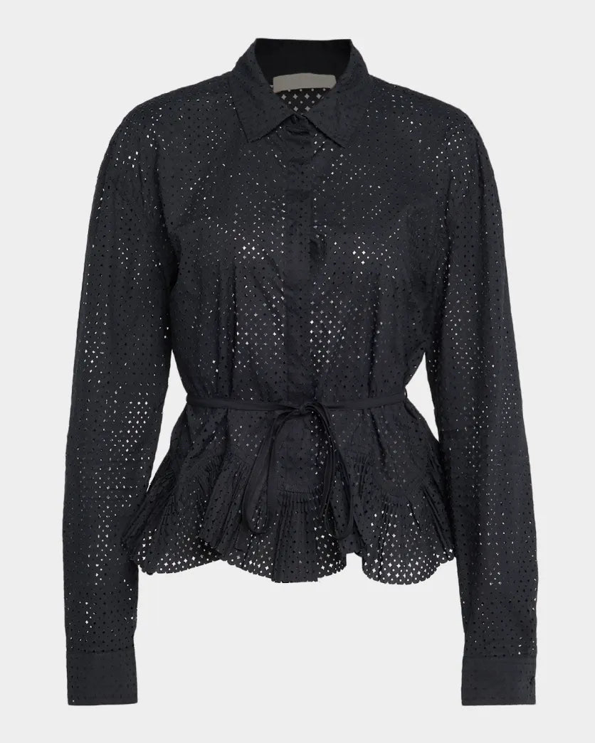 Ulla Johnson Kelila Long-Sleeve Button-Front Cotton Top