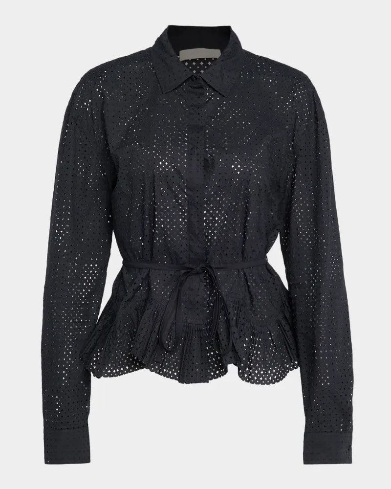 Ulla Johnson Kelila Long-Sleeve Button-Front Cotton Top