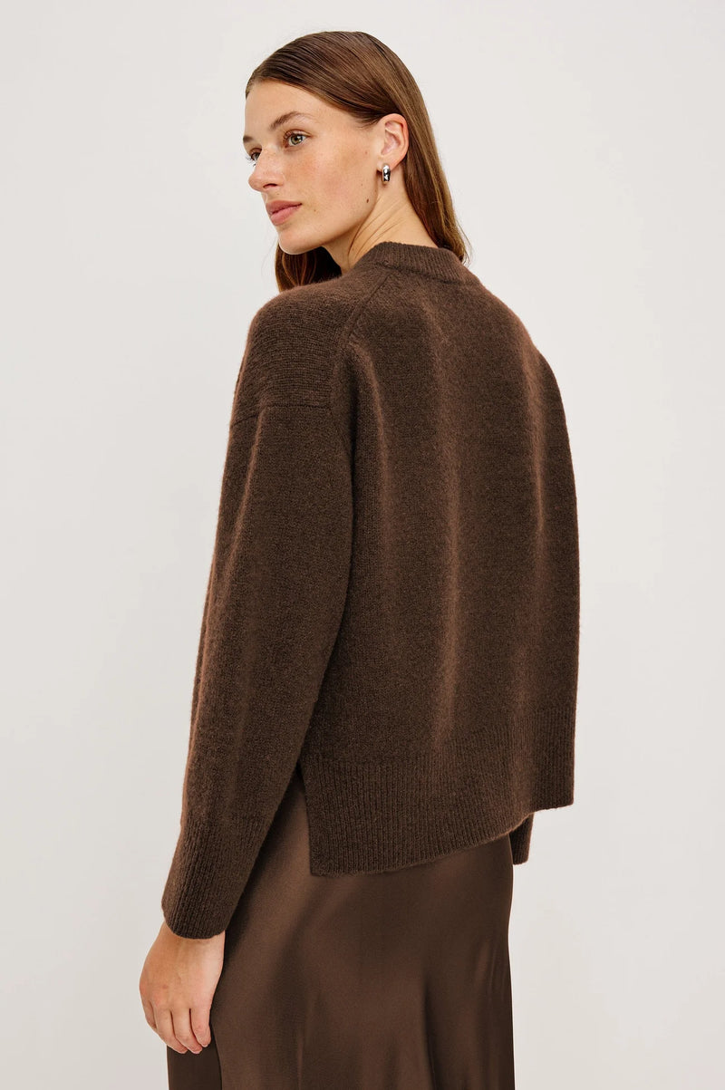 Rails Miranda Cashmere Silk Crew Neck Sweater- Chocolate