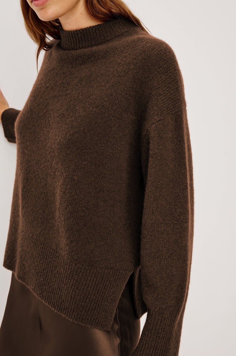 Rails Miranda Cashmere Silk Crew Neck Sweater- Chocolate