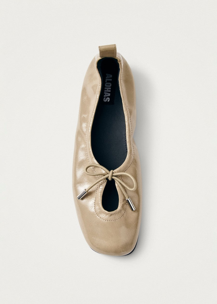 Alohas Rosalind Patent Beige Leather Ballet Flats