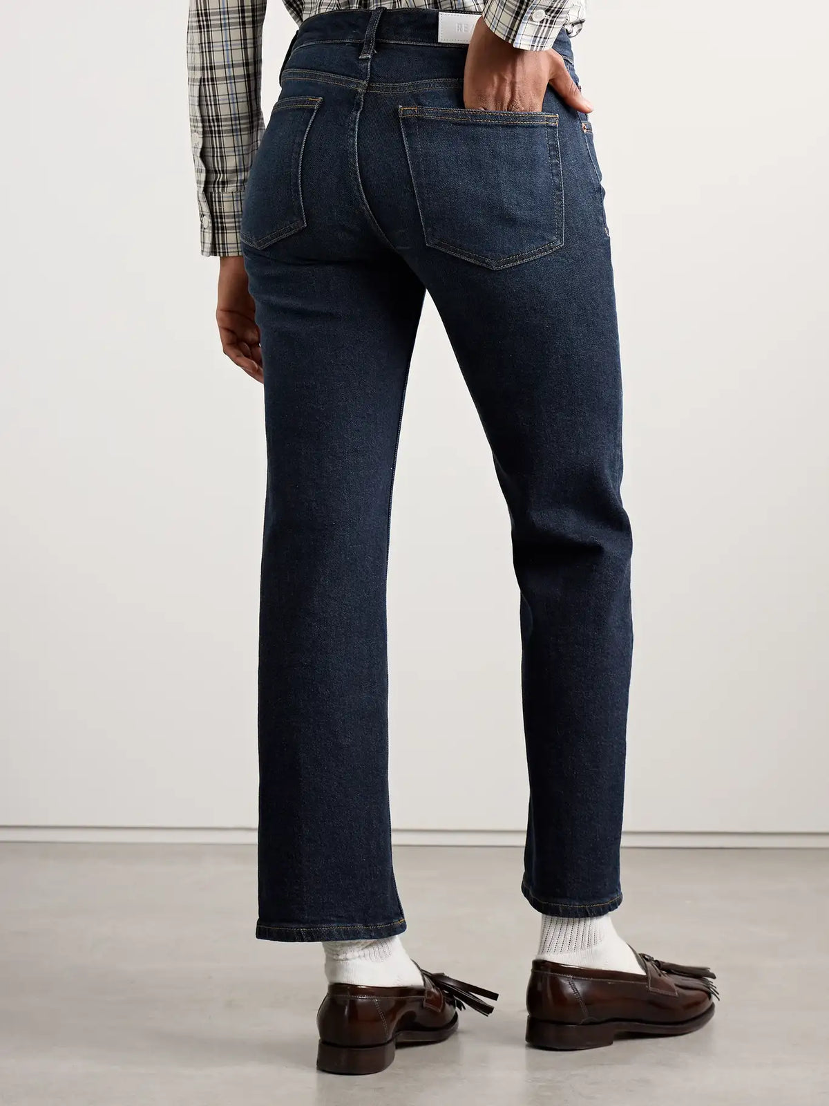 RE/DONE Cropped mid-rise straight-leg jeans barely worn wash