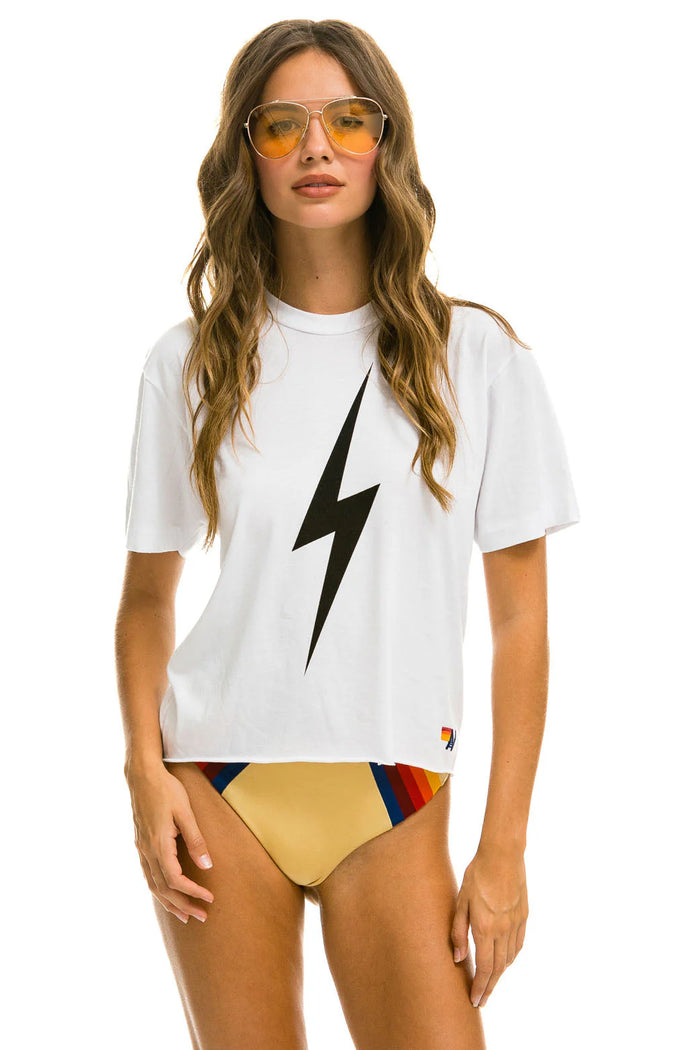 Aviator Nation BOLT BOYFRIEND TEE -  WHITE