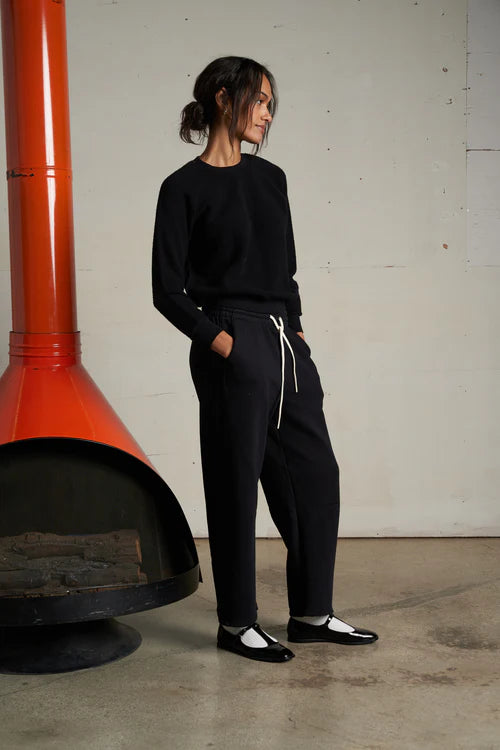 Perfect White Tee Reverse fleece shrunken crew neck sweatshirt - Black