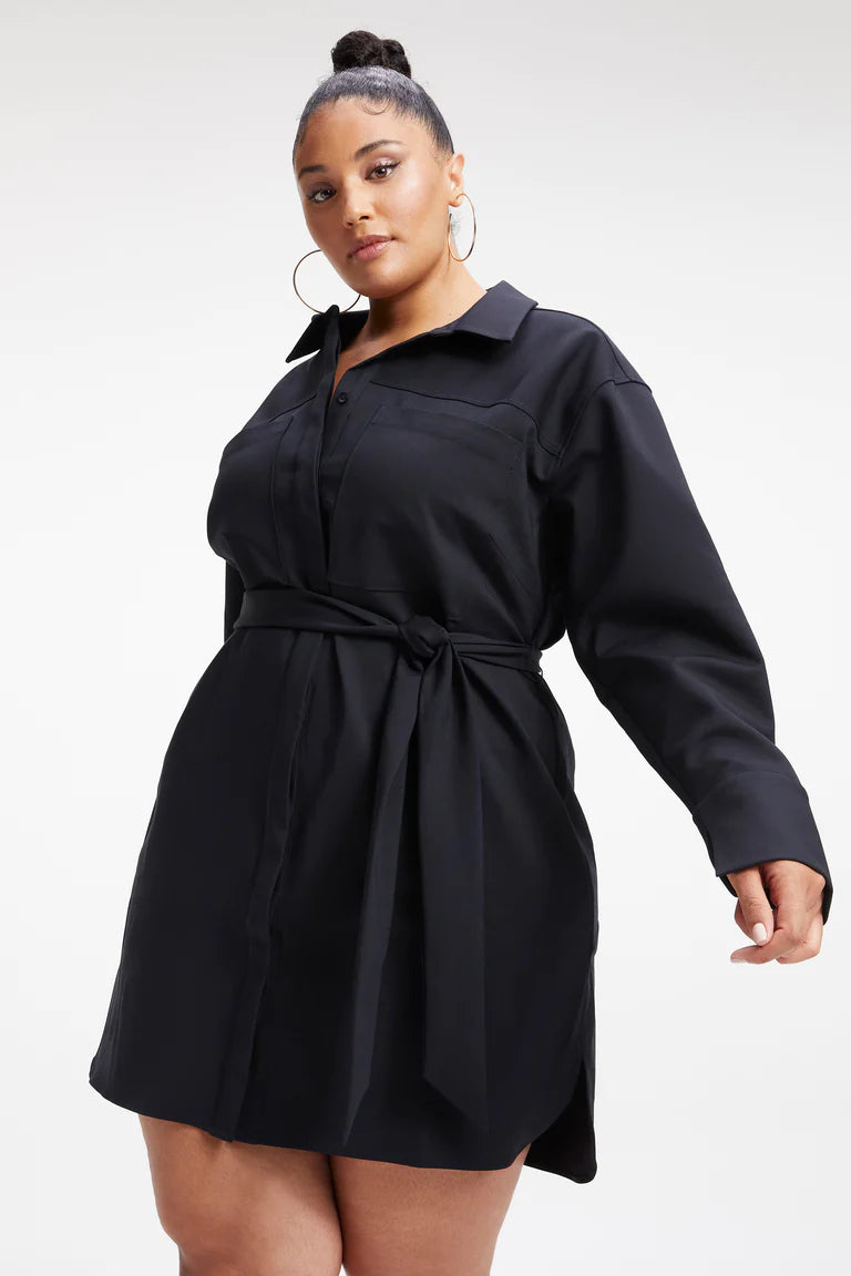 Good American POPLIN SHIRT DRESS - Black