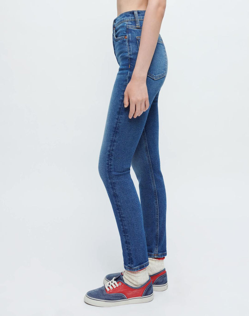 RE/DONE The 90s High Rise Ankle Crop in Cadet Indigo