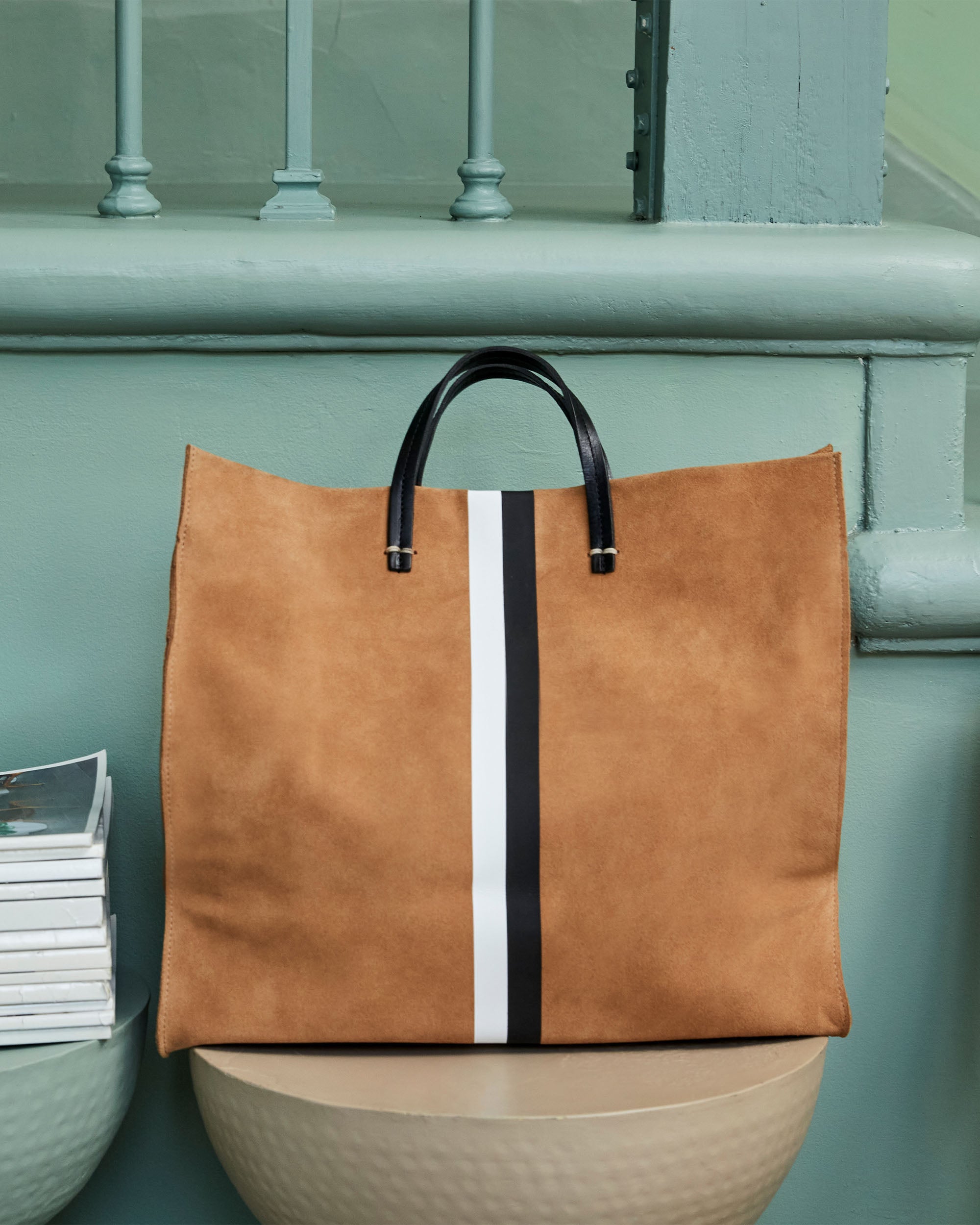Clare V. Petit Simple Tote - Army Suede Stripe