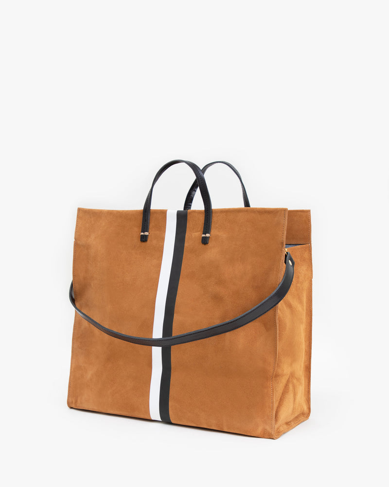 Clare V. Simple Tote Camel Suede With Stripes – Concepts Reno