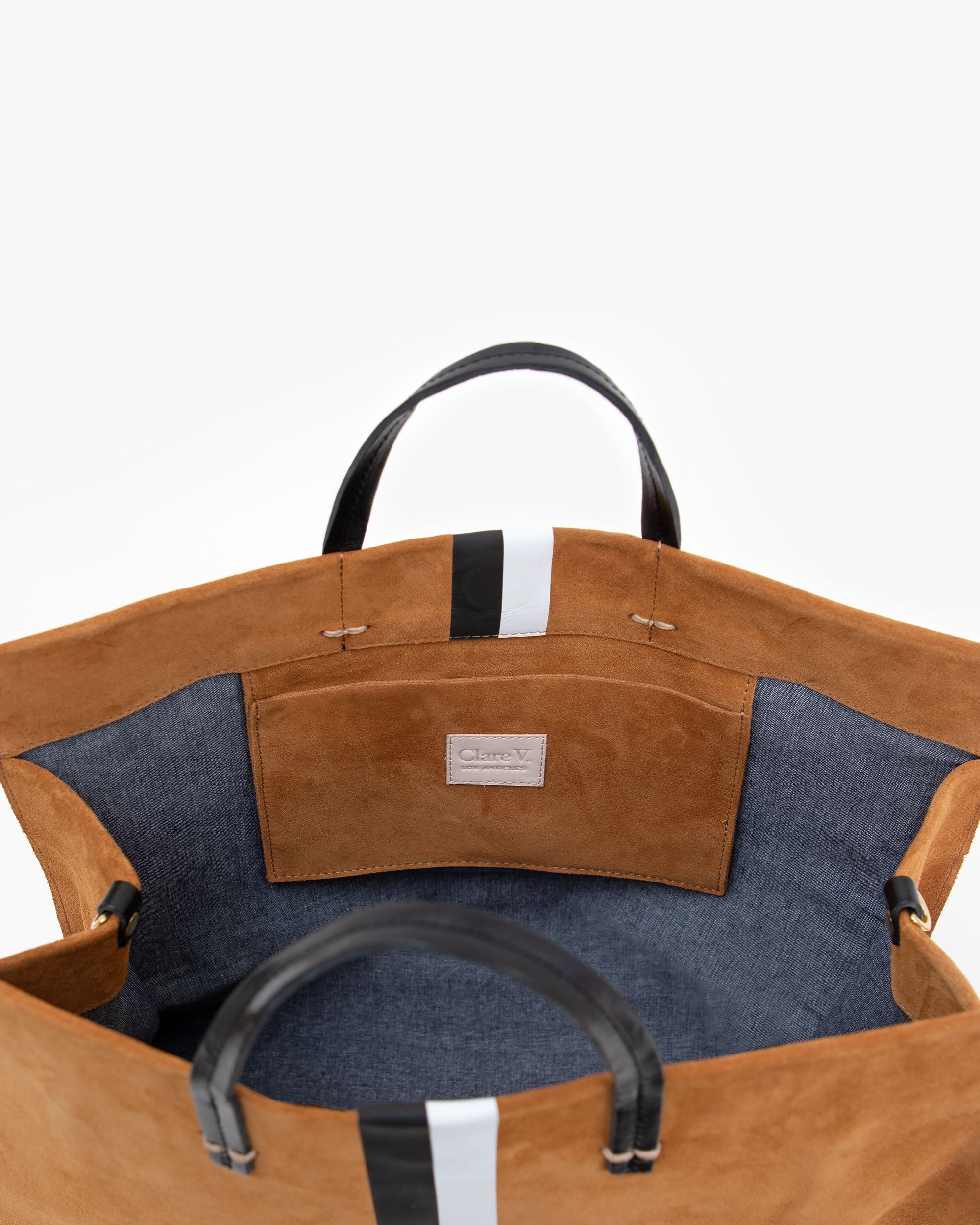 Clare V. Petit Simple Tote - Army Suede Stripe