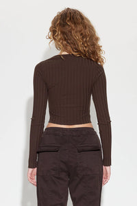 Cotton Citizen CAPRI CUT OUT CROP SHIRT- Espresso
