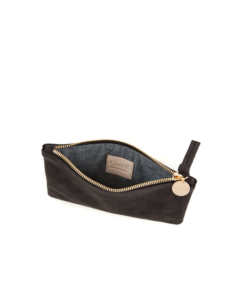 Clare V. Wallet Clutch In Black Nubuck